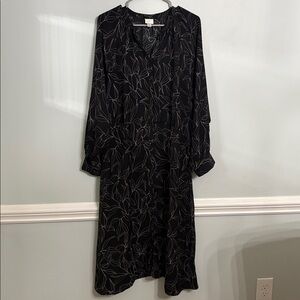 A New Day Black Dress with Leaf Design